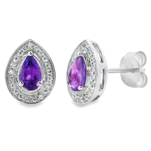 .47ct Amethyst Diamond Stud Earrings 10KT White Gold Bids.com