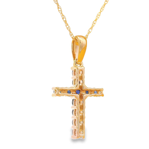 .29ct Sapphire Cross Religious Pendant 14KT Yellow Gold Bids.com