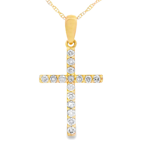 .25ct Diamond Cross Religious Pendant 14KT Yellow Gold Bids.com