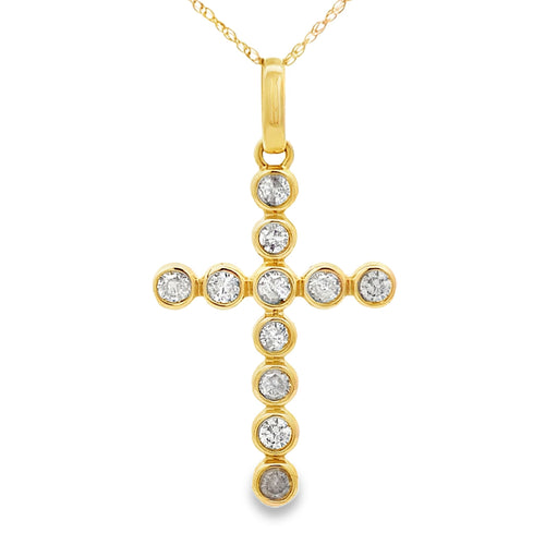 .50ct Diamond Cross Religious Pendant 14KT Yellow Gold Bids.com