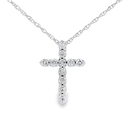 .12ct Diamond Cross Religious Pendant 14KT White Gold Bids.com