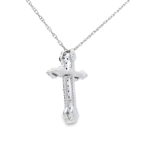 .16ct Diamond Cross Religious Pendant 14KT White Gold Bids.com