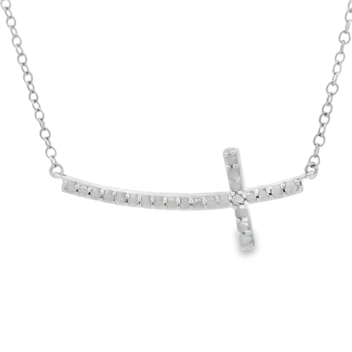 .26ct Diamond Cross Religious Pendant Sterling Silver Bids.com