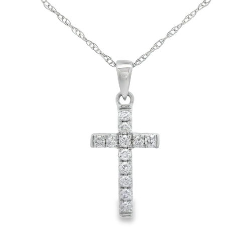 .11ct Diamond Cross Religious Pendant 14KT White Gold Bids.com