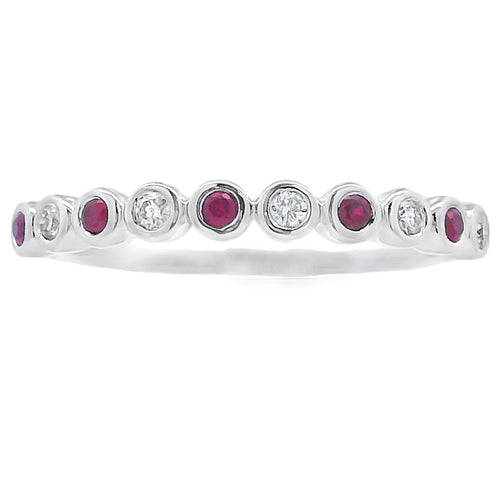 .18ct Ruby Diamond stackable band set 14KT White Gold Bids.com