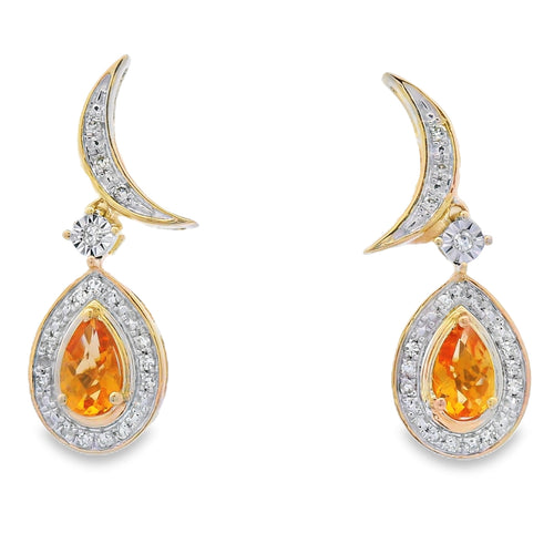 .48ct Citrine Diamond Dangle Earrings 10KT Yellow Gold Bids.com