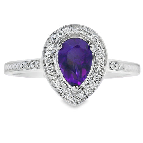 .42ct Amethyst Diamond Ring 10KT White Gold Bids.com