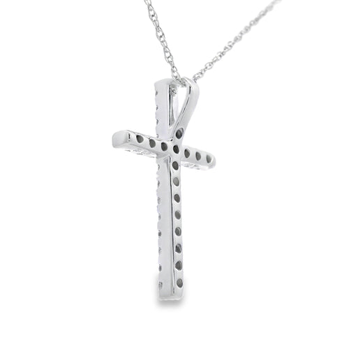 .19ct Diamond Cross Religious Pendant 14KT White Gold Bids.com