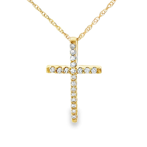 .10ct Diamond Cross Religious Pendant 14KT Yellow Gold Bids.com