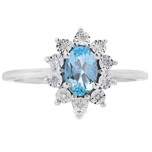 .43ct Aquamarine Diamond Ring 10KT White Gold Bids.com
