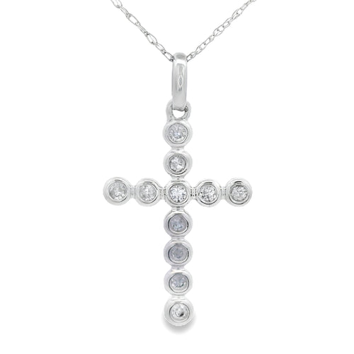 .12ct Diamond Cross Religious Pendant 14KT White Gold Bids.com