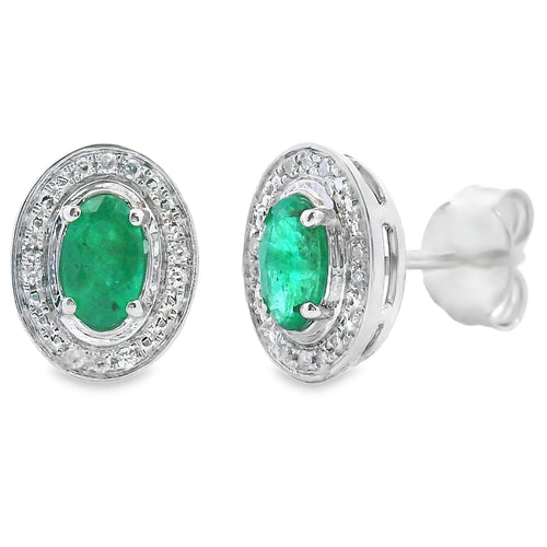 .38ct Emerald Diamond Earrings 10KT White Gold Bids.com