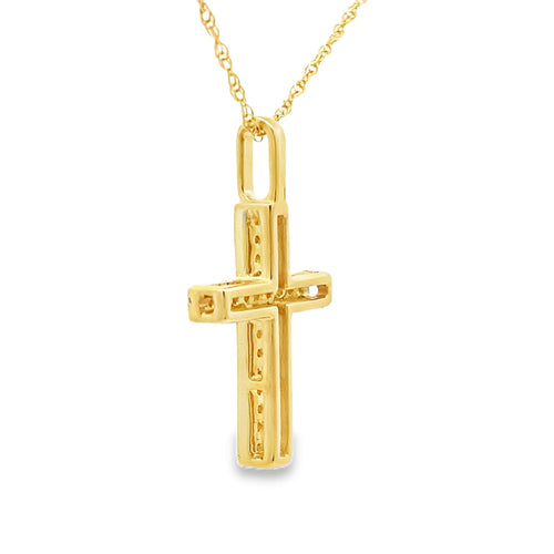 .08ct Diamond Cross Religious Pendant 14KT Yellow Gold Bids.com