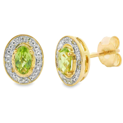 .50ct Peridot Diamond Earrings 10KT Yellow Gold Bids.com