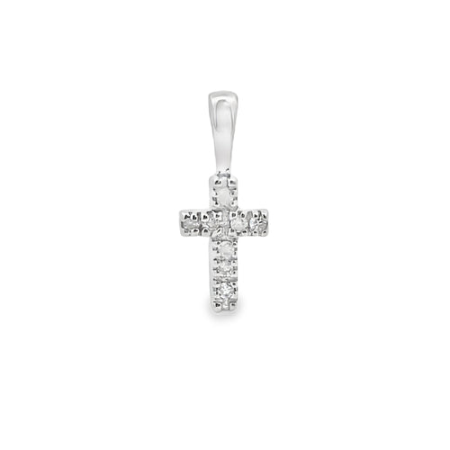 .03ct Diamond Cross Religious Pendant 10KT White Gold Bids.com