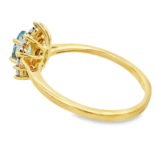 .43ct Aquamarine Diamond Ring 10KT Yellow Gold Bids.com