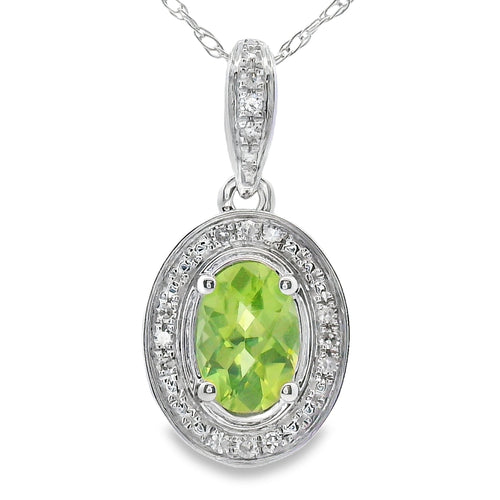 .50ct Peridot Diamond Fashion Pendants 10KT White Gold Bids.com