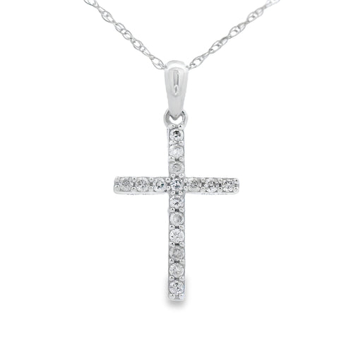 .11ct Diamond Cross Religious Pendant 14KT White Gold Bids.com