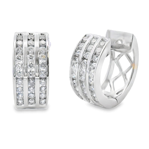 .50ct Diamond Hoop Earrings 14KT White Gold Bids.com