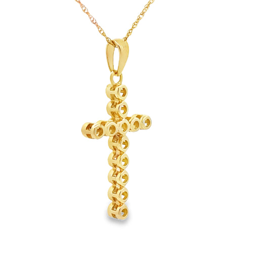 .12ct Diamond Cross Religious Pendant 14KT Yellow Gold Bids.com