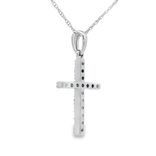 .13ct Diamond Cross Religious Pendant 14KT White Gold Bids.com