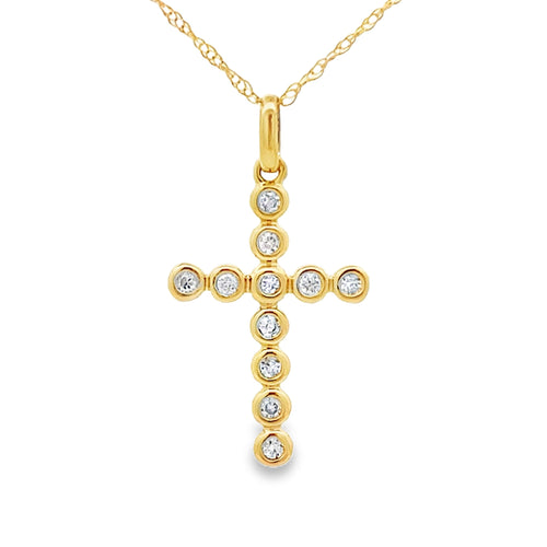 .09ct Diamond Cross Religious Pendant 14KT Yellow Gold Bids.com