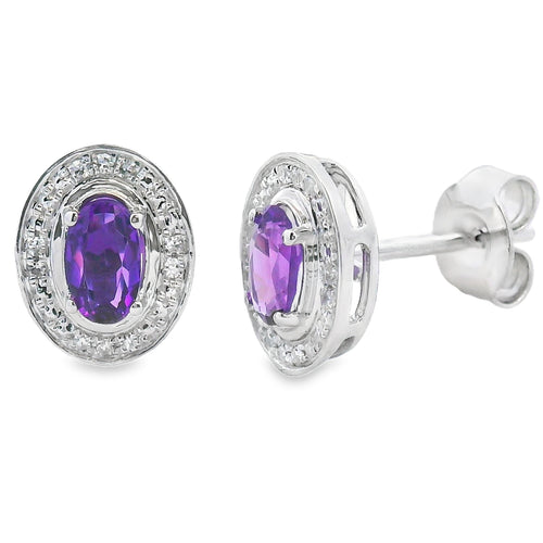 .49ct Amethyst Diamond Earrings 10KT White Gold Bids.com