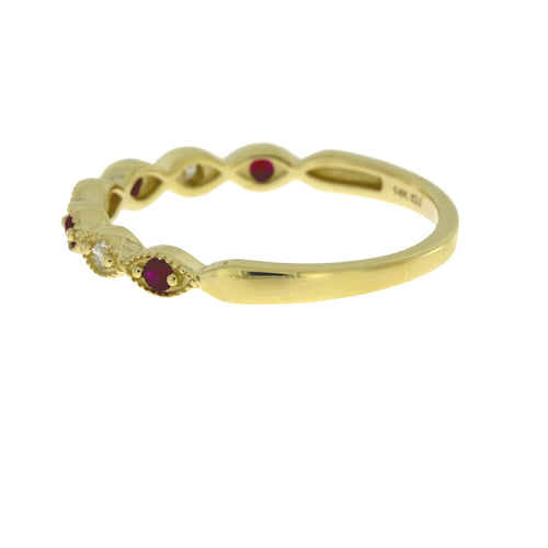 .15ct Ruby Diamond Wedding Band Ring 14KT Yellow Gold Bids.com