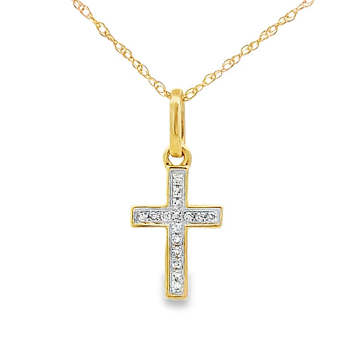 .04ct Diamond Cross Religious Pendant 10KT Yellow Gold Bids.com