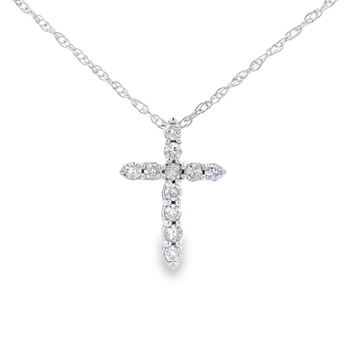.11ct Diamond Cross Religious Pendant 14KT White Gold Bids.com
