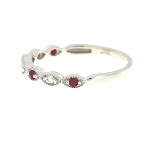 .15ct Ruby Diamond Wedding Band Ring 14KT White Gold Bids.com