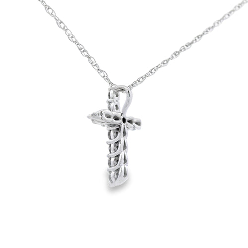 .11ct Diamond Cross Religious Pendant 14KT White Gold Bids.com