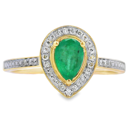 .42ct Emerald Diamond Ring 10KT Yellow Gold Bids.com
