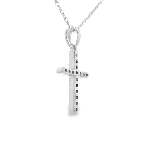 .10ct Diamond Cross Religious Pendant 14KT White Gold Bids.com