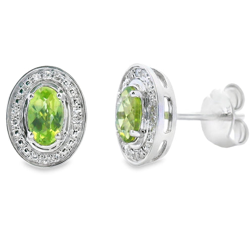 .50ct Peridot Diamond Earrings 10KT White Gold Bids.com