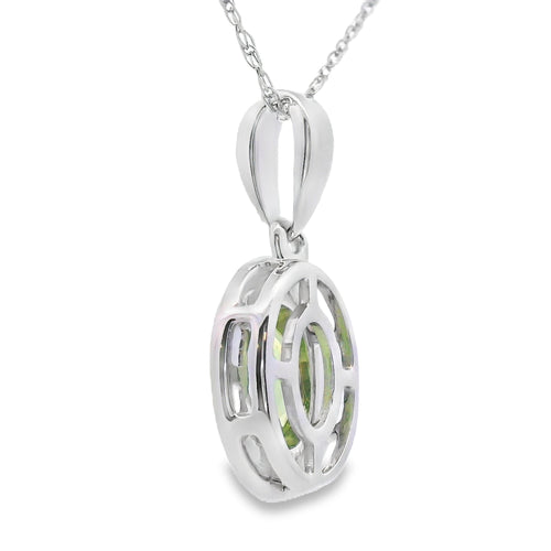 .50ct Peridot Diamond Fashion Pendants 10KT White Gold Bids.com