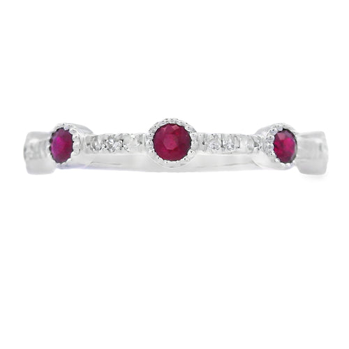 .46ct Ruby Diamond stackable band set 14KT White Gold Bids.com