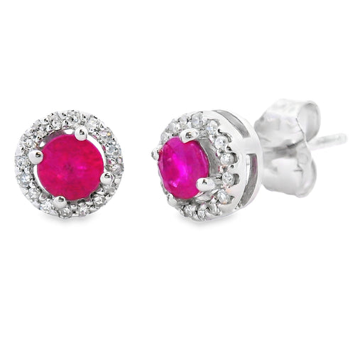.50ct Ruby Diamond Stud Earrings 10KT White Gold Bids.com