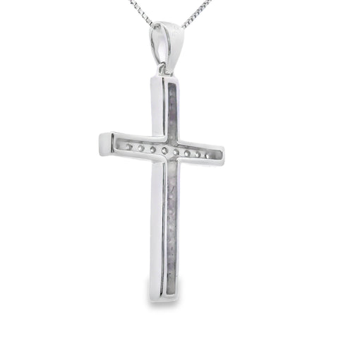 .22ct Diamond Cross Religious Pendant 14KT White Gold Bids.com