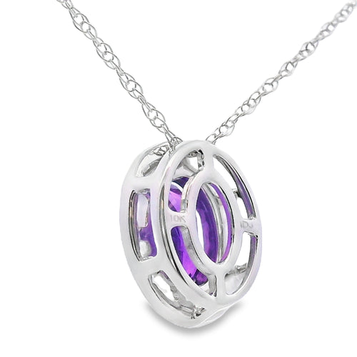.49ct Amethyst Diamond Fashion Pendants 10KT White Gold Bids.com