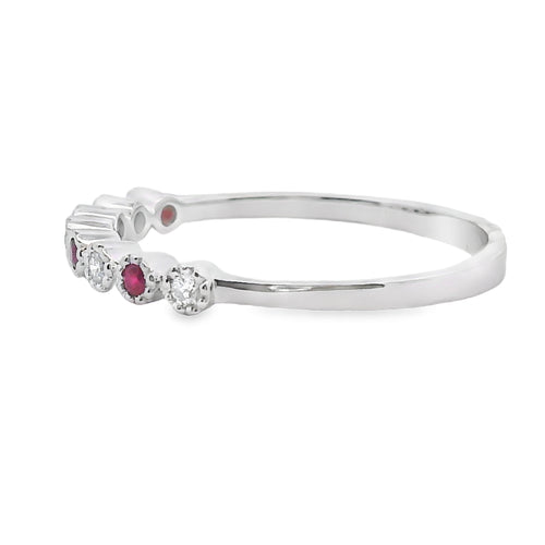 .14ct Ruby Diamond stackable band set 14KT White Gold Bids.com