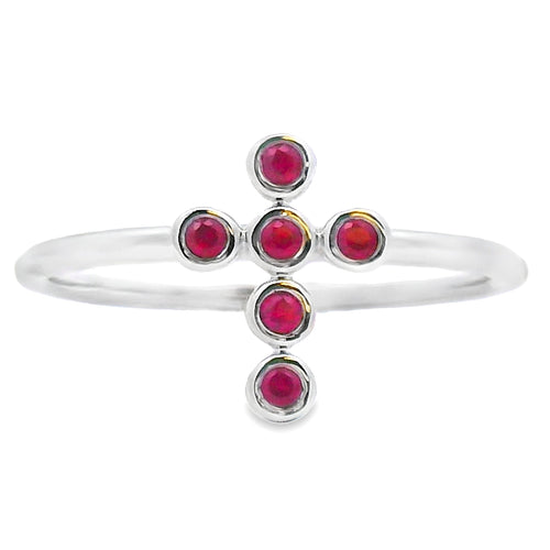 .12ct Ruby Cross Ring 14KT White Gold Bids.com