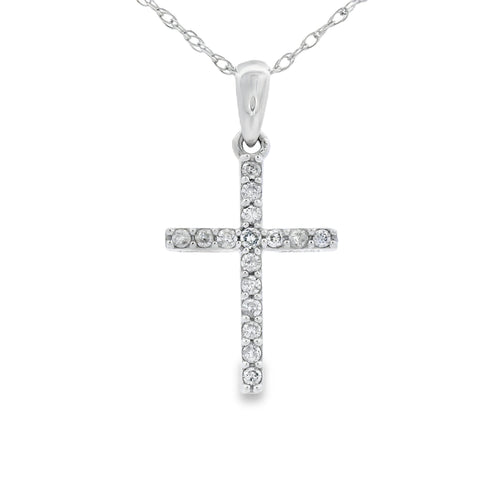 .10ct Diamond Cross Religious Pendant 14KT White Gold Bids.com