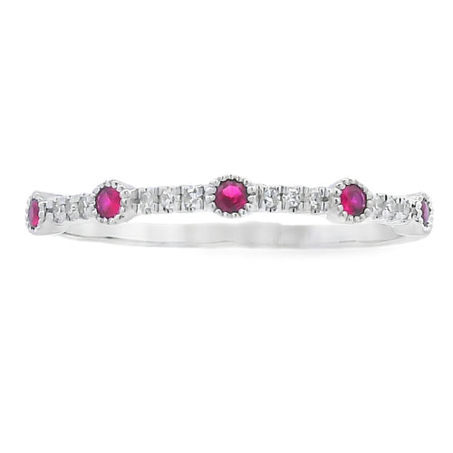 .16ct Ruby Diamond stackable band set 14KT White Gold Bids.com
