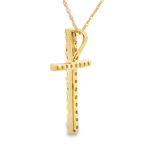 .24ct Diamond Cross Religious Pendant 14KT Yellow Gold Bids.com