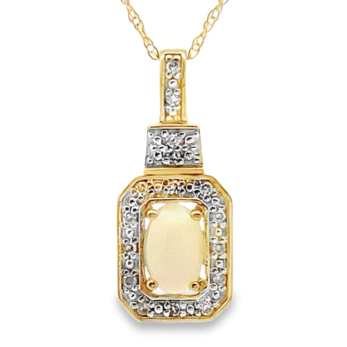 .06ct Opal Diamond Fashion Pendants 10KT Yellow Gold Bids.com