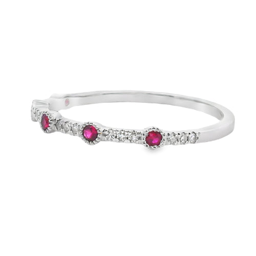 .16ct Ruby Diamond stackable band set 14KT White Gold Bids.com