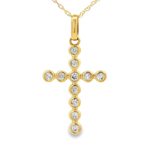 .20ct Diamond Cross Religious Pendant 14KT Yellow Gold Bids.com