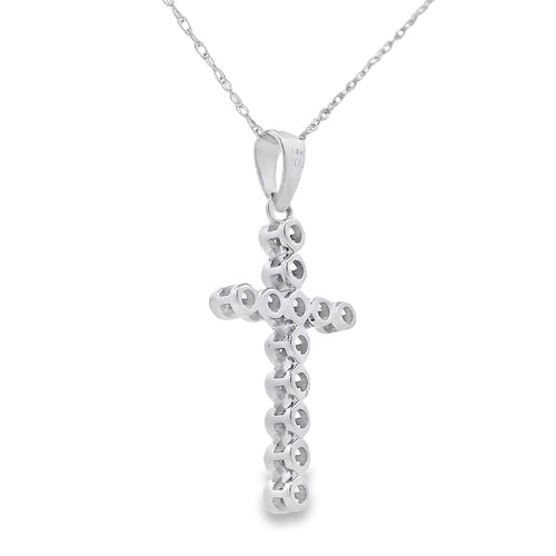 .12ct Diamond Cross Religious Pendant 14KT White Gold Bids.com