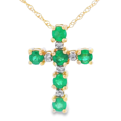 .26ct Emerald Cross Religious Pendant 10KT Yellow Gold Bids.com